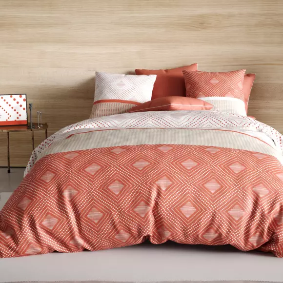 Funda nórdica y una funda en algodón (140 cm) Kayle Terracota 2