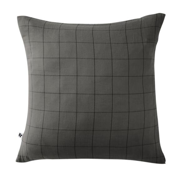 Funda de almohada cuadrada en en gasa de algodón (60 cm) Gaïa Match Gris granito 2