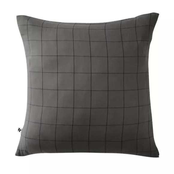Taie d'oreiller carrée gaze de coton (60 cm) Gaïa Match Gris granit 2