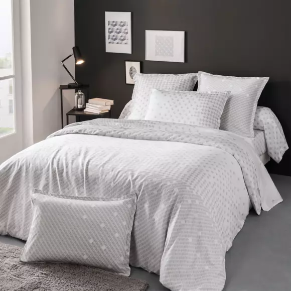 Funda para almohada rectangular satén de algodón Facette Blanco 2