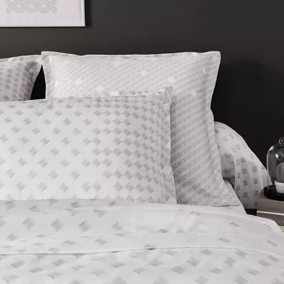 Funda para almohada rectangular satén de algodón Facette Blanco 3