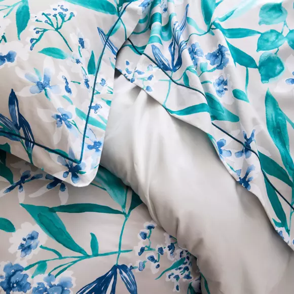 Taie de traversin satin de coton (L200 cm) Frida Vert émeraude 2