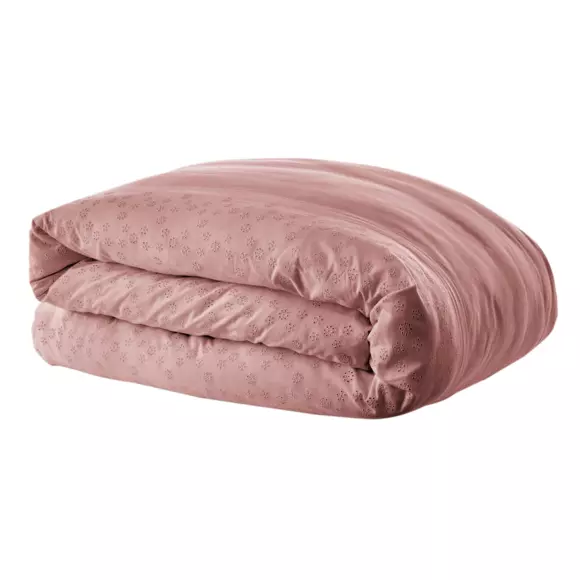 Housse de couette dentelle coton (260 cm) Jeanne Rose poudré 3