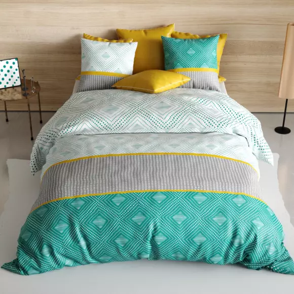 Funda nórdica y una funda en algodón (140 cm) Aurah Verde esmeralda 2