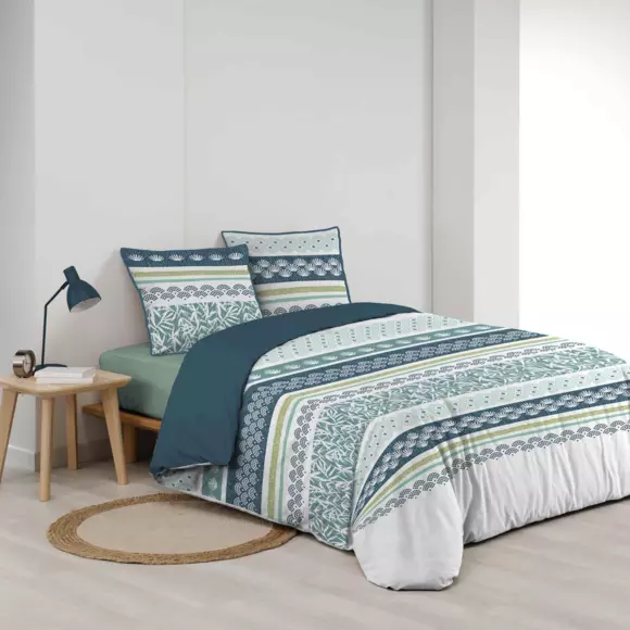 Funda Nórdica y dos fundas para almohadas algodón bio (240 cm) Astrid Azul 3