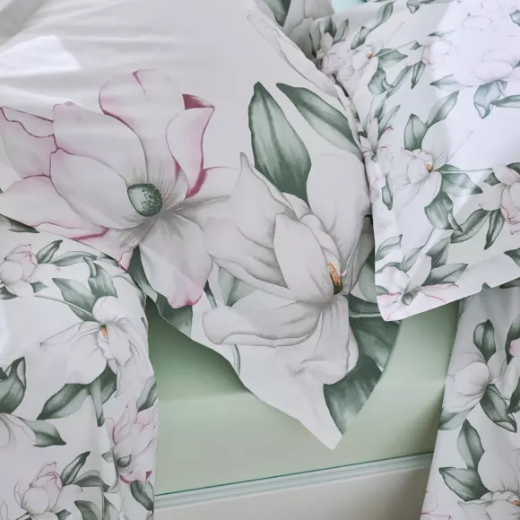 Funda para almohada rectangular percal de algodón Magnolia Verde 2