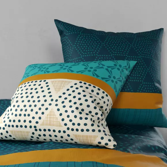 Funda Nórdica y dos fundas para almohada en algodón (260 cm) Oda Azul 2