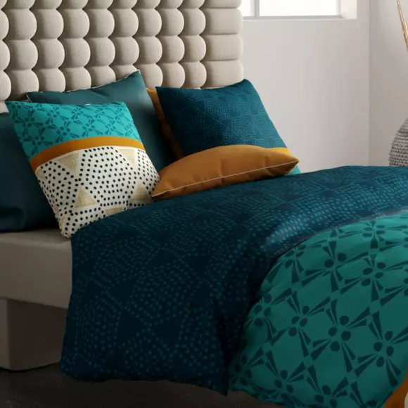 Funda Nórdica y dos fundas para almohada en algodón (240 cm) Oda Azul 3