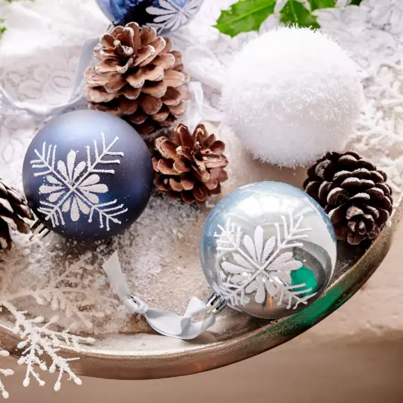 Lote de 12 bolas de Navidad (D80 mm) Organa Blanco 2