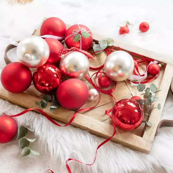 Lote de 6 bolas de Navidad en vidrio (D80 mm) Arctique mates Rojo  2