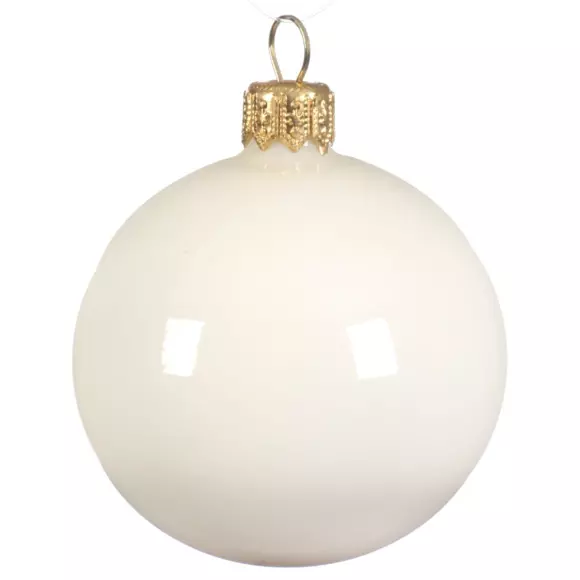 Lot de 4 boules de Noël en verre (D100 mm) Arctique brillantes Blanc laine  2