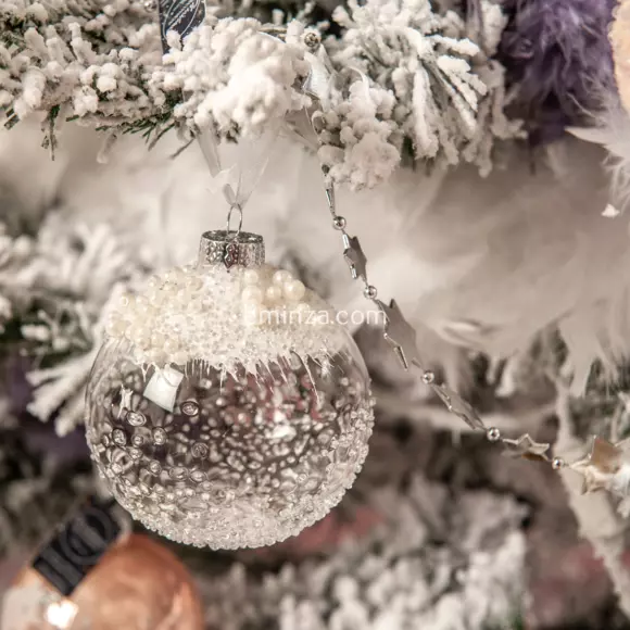 Lot de 3 boules de Noël en verre (D80 mm) Mouchetée Blanc irisé  3