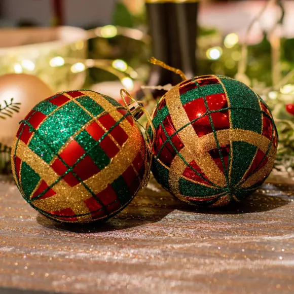 Lote de 12 bolas de Navidad (D80 mm) kity Rojo 3