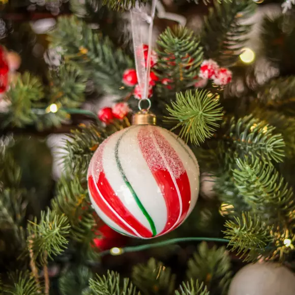 Lote de 3 bolas de Navidad en vidrio (D80 mm) Lyna Rojo  2