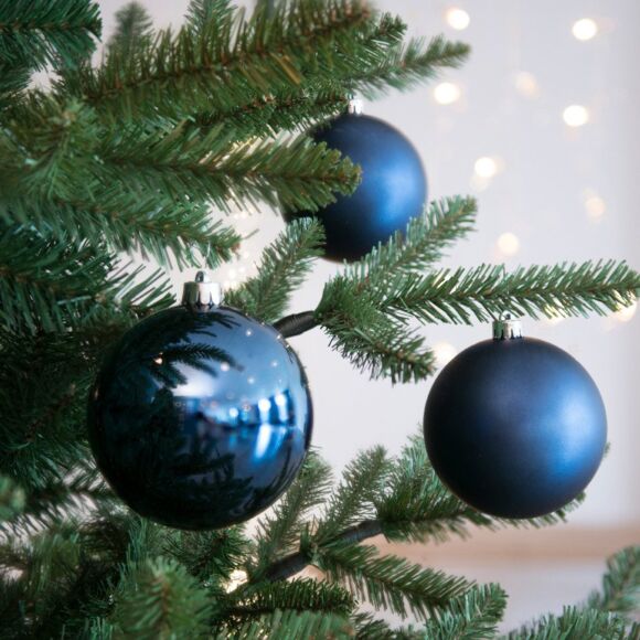 Lot de 4 boules de Noël (D100 mm) Alpine Bleu nuit 2