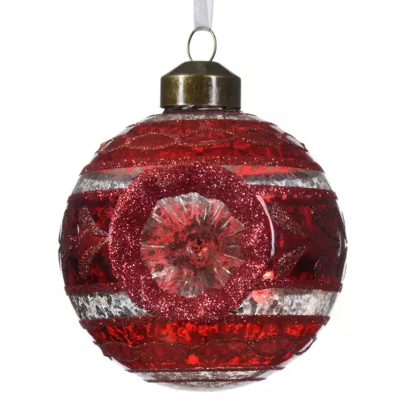 Lote de 3 bolas de Navidad (D80 mm) Antika Rojo 2