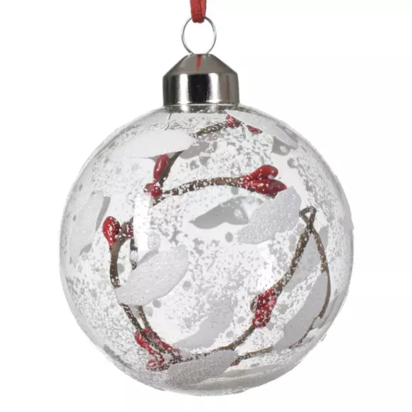 3er Set Weihnachtskugeln (D80 mm) aus Glas Nature enneigée Transparent 2