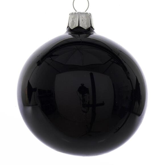 Lote de 6 bolas de Navidad en vidrio (D80 mm) Artico  Negro  2