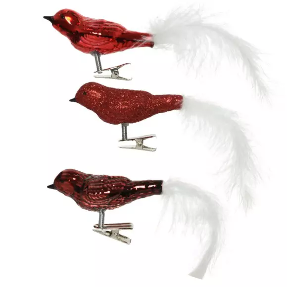 Lote de 3 pájaros en cristal Sven Rojo 2