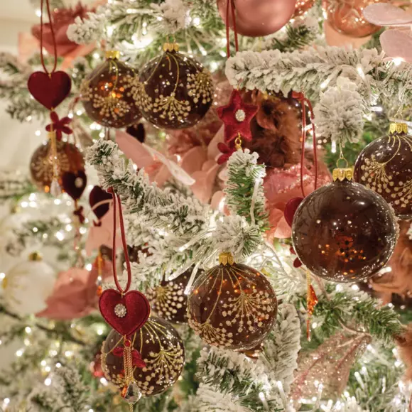 Lote de 6 bolas de Navidad en vidrio (D80 mm) Clarie Caoba  2
