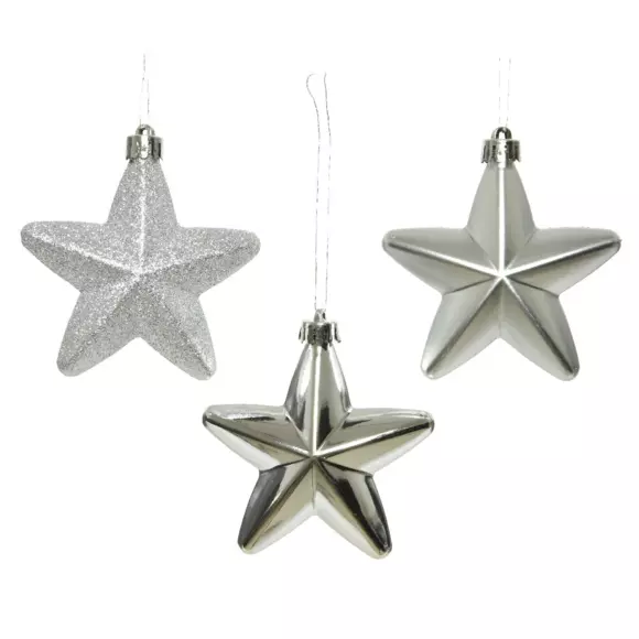 Lot de 6 étoiles de Noël à suspendre Alpine Argent 2