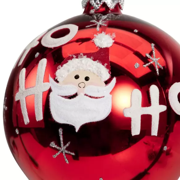 Lot de 6 boules de Noël en verre (D80 mm) Ho ho ho Rouge  3