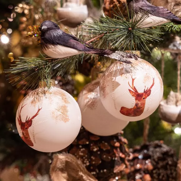 Lot de 3 boules de Noël (D80 mm) en verre Comète  Blanc 3