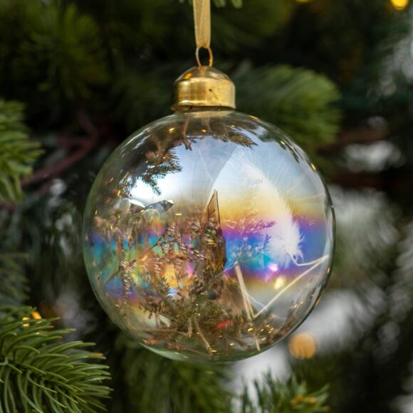 Lote de 12 bolas de Navidad (D80 mm) en vidrio Gypsophile Transparente 2