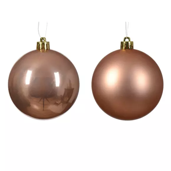 Lote de 6 bolas de Navidad (D80 mm) Alpine Rosa destelleante 2