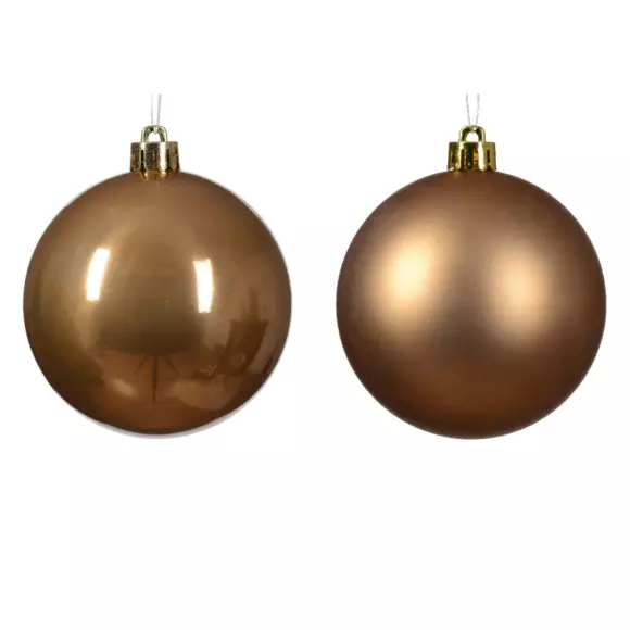 Lot de 6 boules de Noël (D80 mm) Alpine Brun gingembre 2