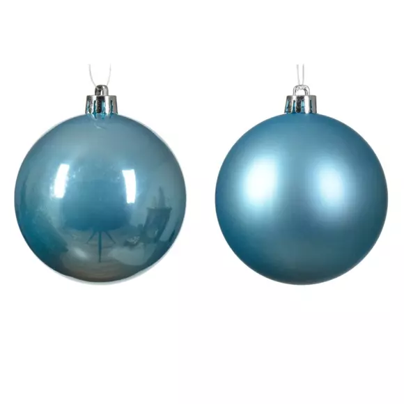 Lot de 6 boules de Noël (D80 mm) Alpine Bleu pétillant  2
