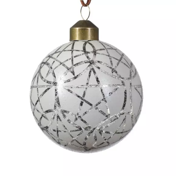 3er Set Weihnachtskugeln (D80 mm) aus Glas Vril Weiß 3