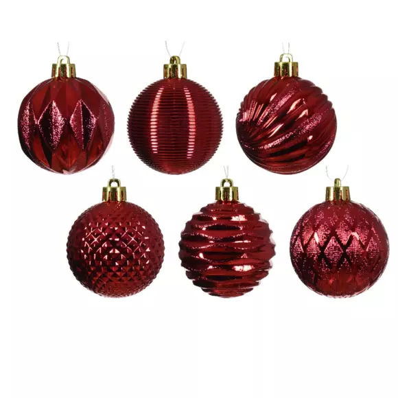 Lot de 12 boules de Noël (D60 mm) Jem Rouge 2
