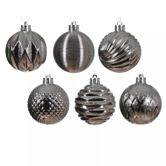 Lote de 12 bolas de Navidad (D60 mm) Jem Plata 2