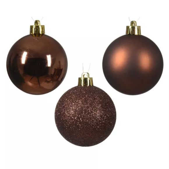 Set van 30 kerstballen Alpine Mix Koffie bruin