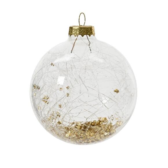 Confezione di 3 palline di Natale (D80 mm) in vetro Filamenti Oro 2