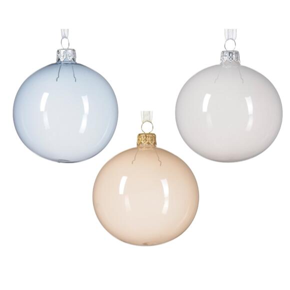 Set van 6 kerstballen (D80 mm) en verre Pilma Perle, blanc et   2