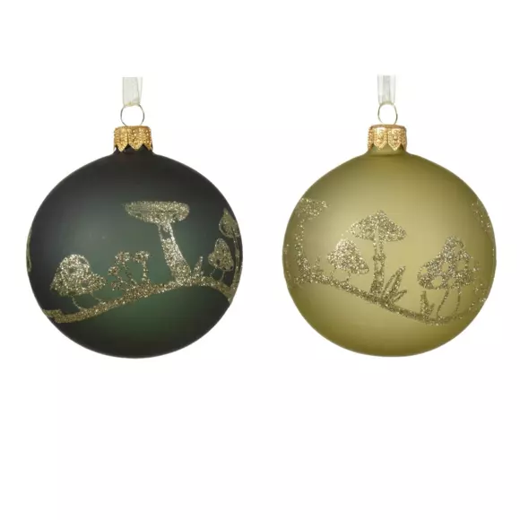 Set van 6 kerstballen (D80 mm) en verre Champignons Pistachegroen 3