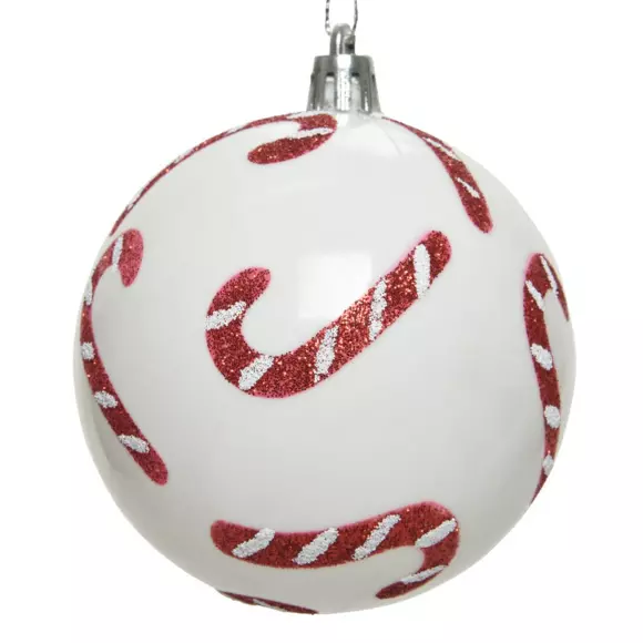 Lot de 12 boules de Noël (D80 mm) Sucrerie Blanc 2