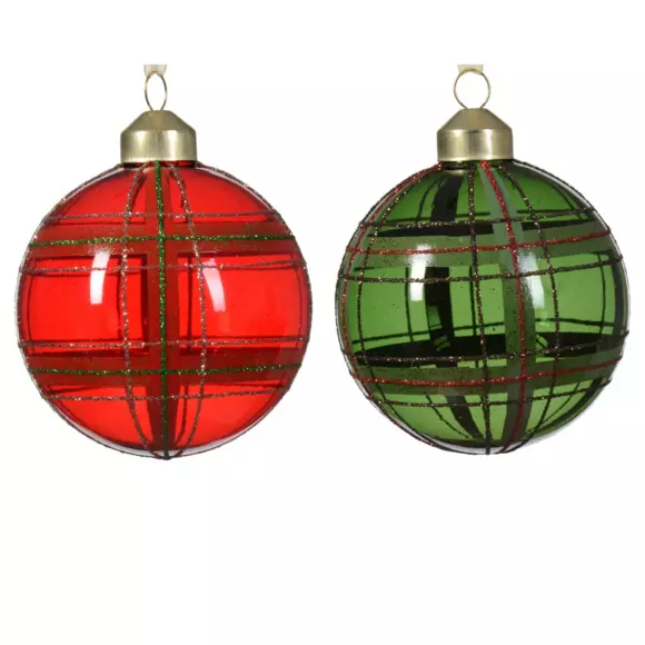 Lote de 12 bolas de Navidad (D80 mm) en vidrio Lauri Rojo 2