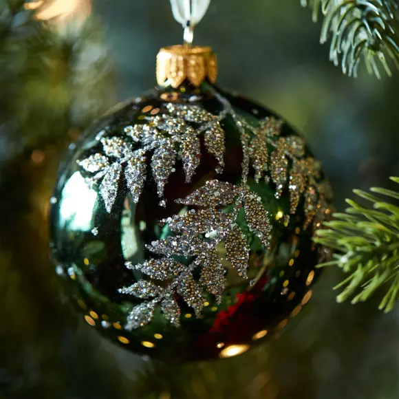 Lot de 6 boules de Noël (D80 mm) en verre Fégy Vert sapin 2