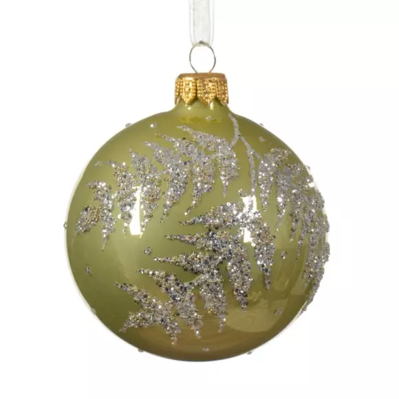 Set van 6 kerstballen (D80 mm) en verre Fégy Pistachegroen 2