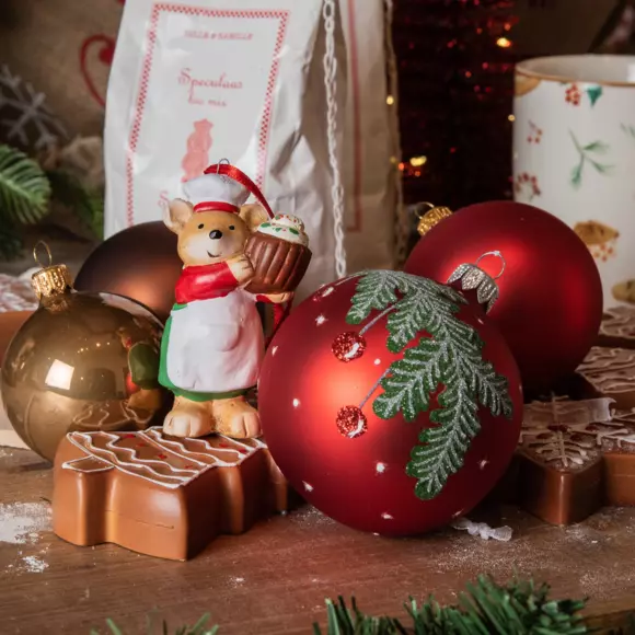 Lot de 6 boules de Noël (D80 mm) en verre Baies Rouge 2