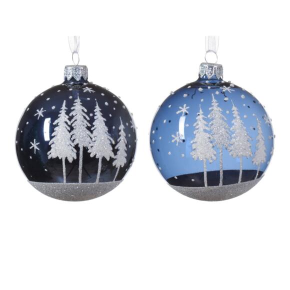 Set van 6 kerstballen (D80 mm) en verre Pia donkerblauw 2