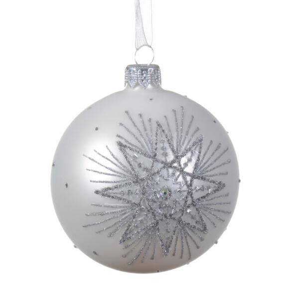 Lote de 6 bolas de Navidad (D80 mm) en vidrio Polaris Blanco 2