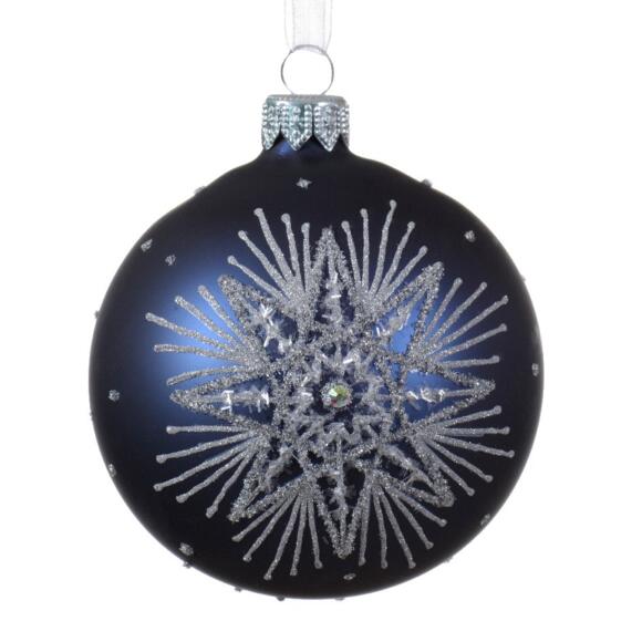 Lote de 6 bolas de Navidad (D80 mm) en vidrio Polaris Azul noche 3