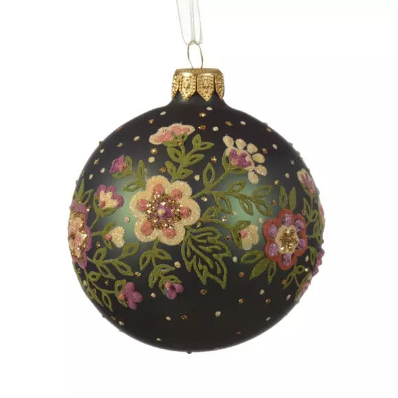 Lot de 6 boules de Noël (D80 mm) en verre Bouquet Vert sapin 2