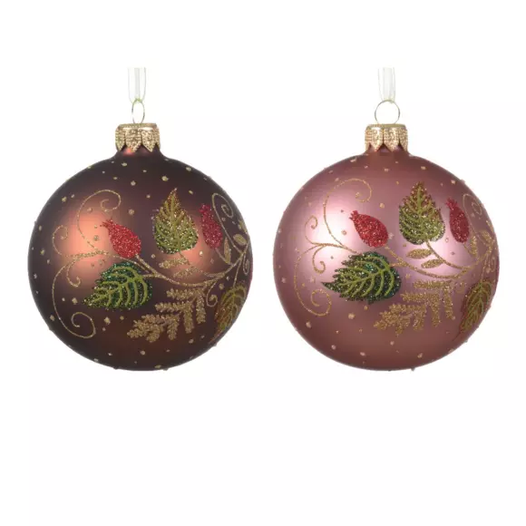 Set van 6 kerstballen (D80 mm) en verre Bourgeon oudroze 2