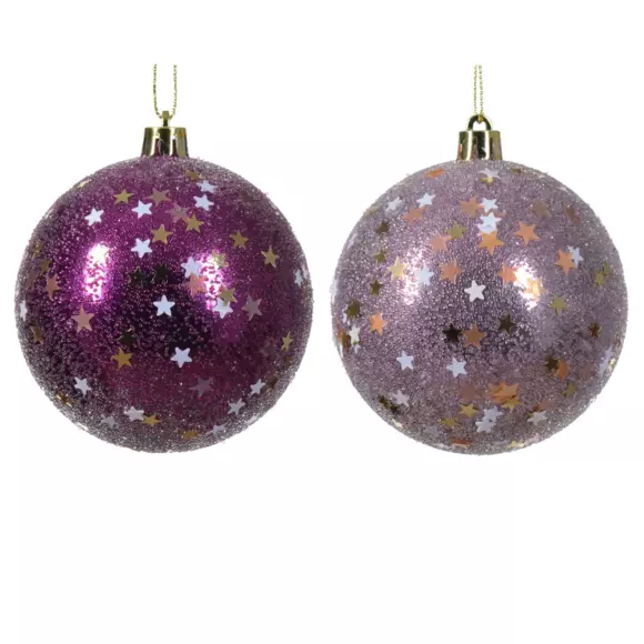 Lote de 12 bolas de Navidad (D80 mm) Préa Violeta 2