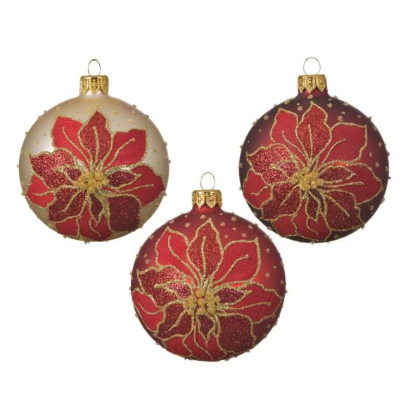 Confezione di 6 palline di Natale (D80 mm) in vetro Poinsettia Rosso 2